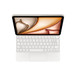 iPad Air fixé au Magic Keyboard, blanc, touches blanches avec lettres grises, touches fléchées en T inversé, trackpad intégré