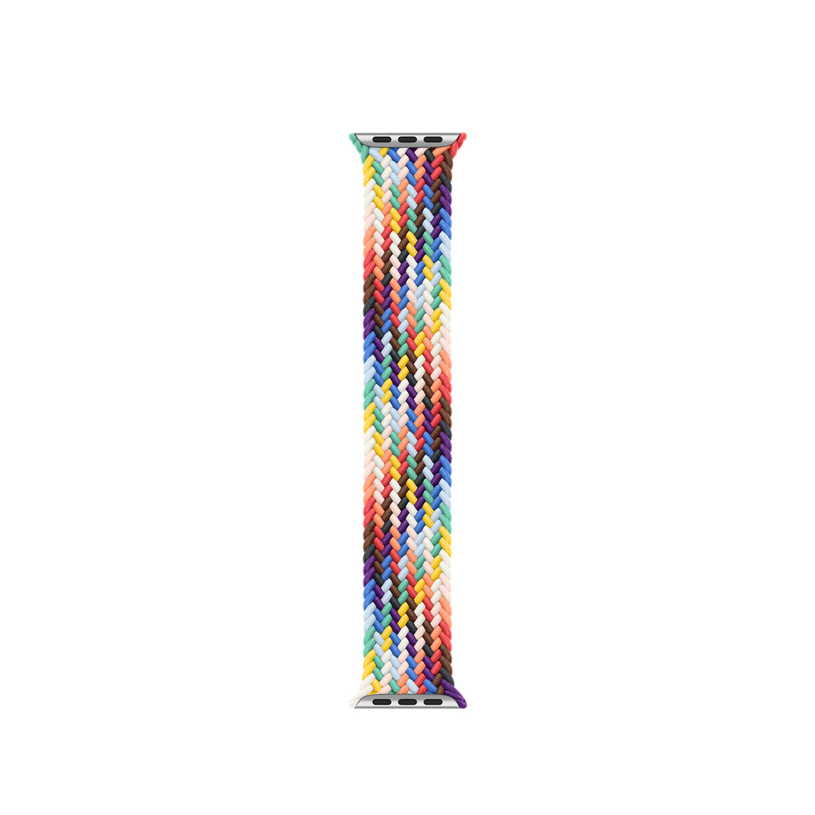 Flettet Solo Loop i Pride Edition (regnbuefarvet), vævet af polyester- og silikonetråde, helt uden lås eller spænde