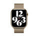 Vorderansicht des Milanaise Armbands mit dem Zifferblatt der Apple Watch und der Digital Crown.