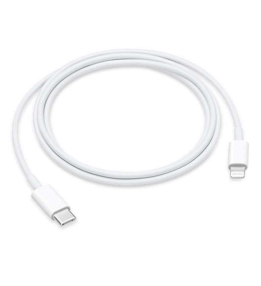 O Cabo USB-C para Lightning de 1 metro liga um dispositivo com conetor Lightning a um Mac com USB-C ou Thunderbolt 3 (USB-C), para sincronização e carregamento.