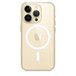 Capa transparente com iPhone 14 Pro dourado.