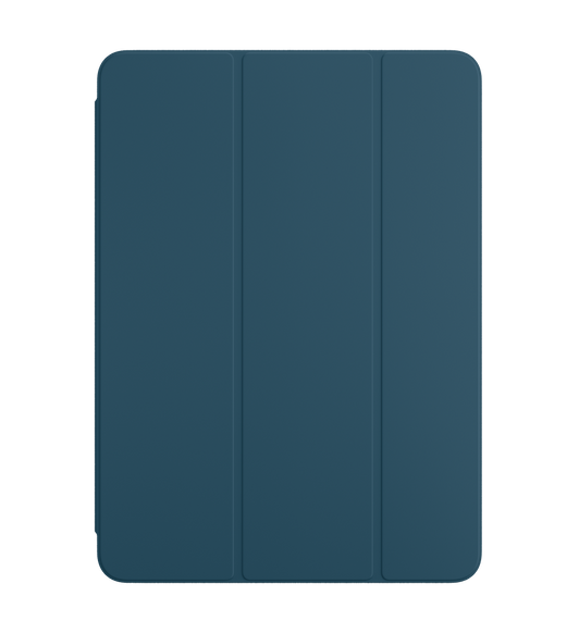 Etunäkymä laivaston­sinisestä Smart Foliosta iPad Prolle.