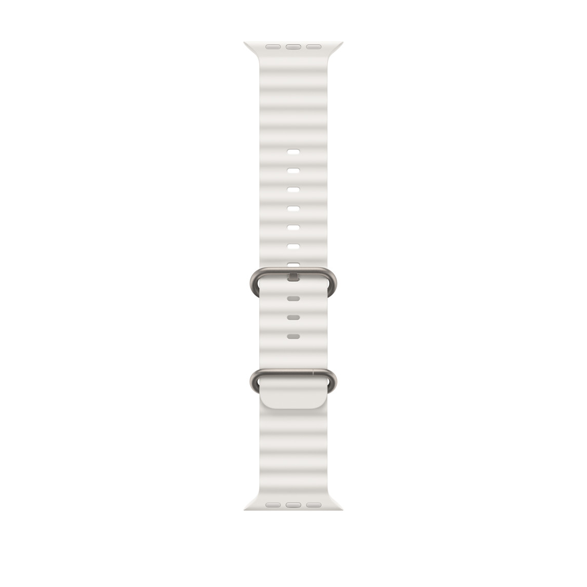 Ocean Armband in Weiß, röhrenförmiges Design aus Hochleistungs-Fluorelastomer mit Schließe aus Titan