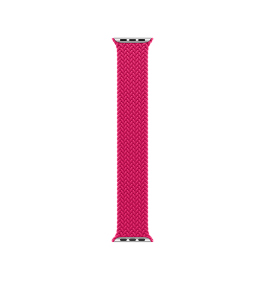 Bracelet Boucle unique tressée framboise rouge, en polyester tissé et fils de silicone sans fermoir ni attache