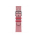 Bracelet Simple Tour Toile H Framboise/Écru (rose), en matériau tissé avec boucle en acier inoxydable argent.