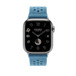 Bleu Jean (blue) Tricot Single Tour strap, showing Apple Watch face.