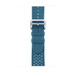 Bleu Jean (blue) Tricot Single Tour strap, woven textile with silver stainless steel buckle.