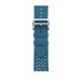 Bracelet Simple Tour Tricot Bleu Jean (bleu), en matériau tissé avec boucle en acier inoxydable argent.