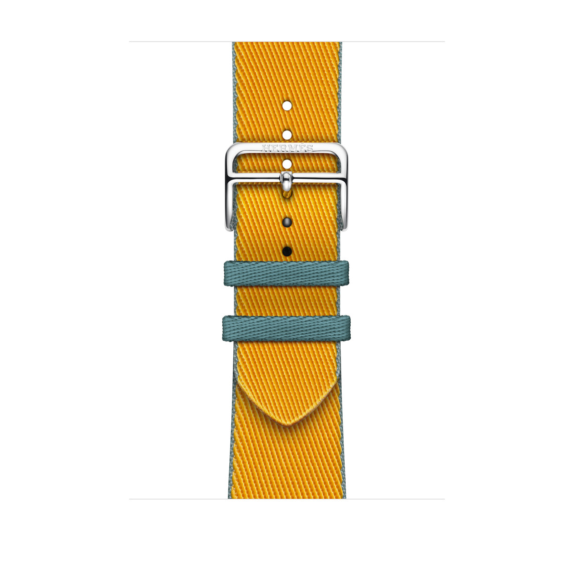 Twill Jump Simple Tour-armband i Jaune d'Or/Bleu Jean (gul) med vävd textil och spänne i silverfärgat rostfritt stål.