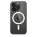 iPhone 15 Pro Clear Case mit MagSafe, angebracht am iPhone 15 Pro in Titan Schwarz.