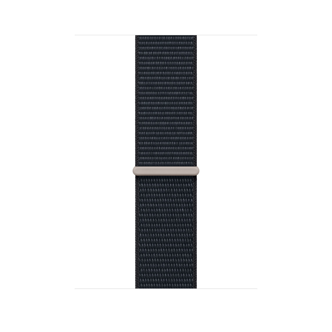 Sport Loop Armband in Mitternacht, dunkelblaues gewebtes Nylon mit hellblauen und braunen Streifen und Klettverschluss