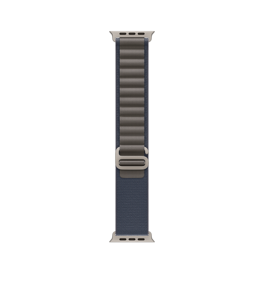 Blue Alpine Loop strap, two-layer woven textile with loops and titanium G-hook closure