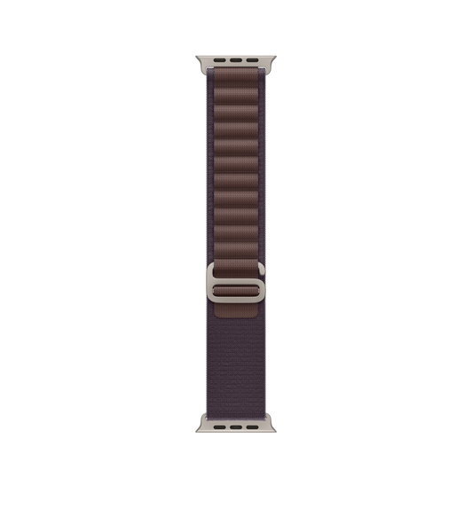 Bracelet Boucle Alpine indigo, matière textile tissée double couche avec boucles et fermeture par crochet en G en titane