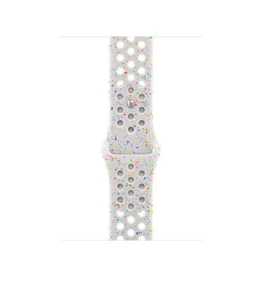 Bracelet Sport Nike Platine pur (blanc) fluoroélastomère lisse doté de perforations pour une meilleure aération, et système de fermeture à clou et passant 