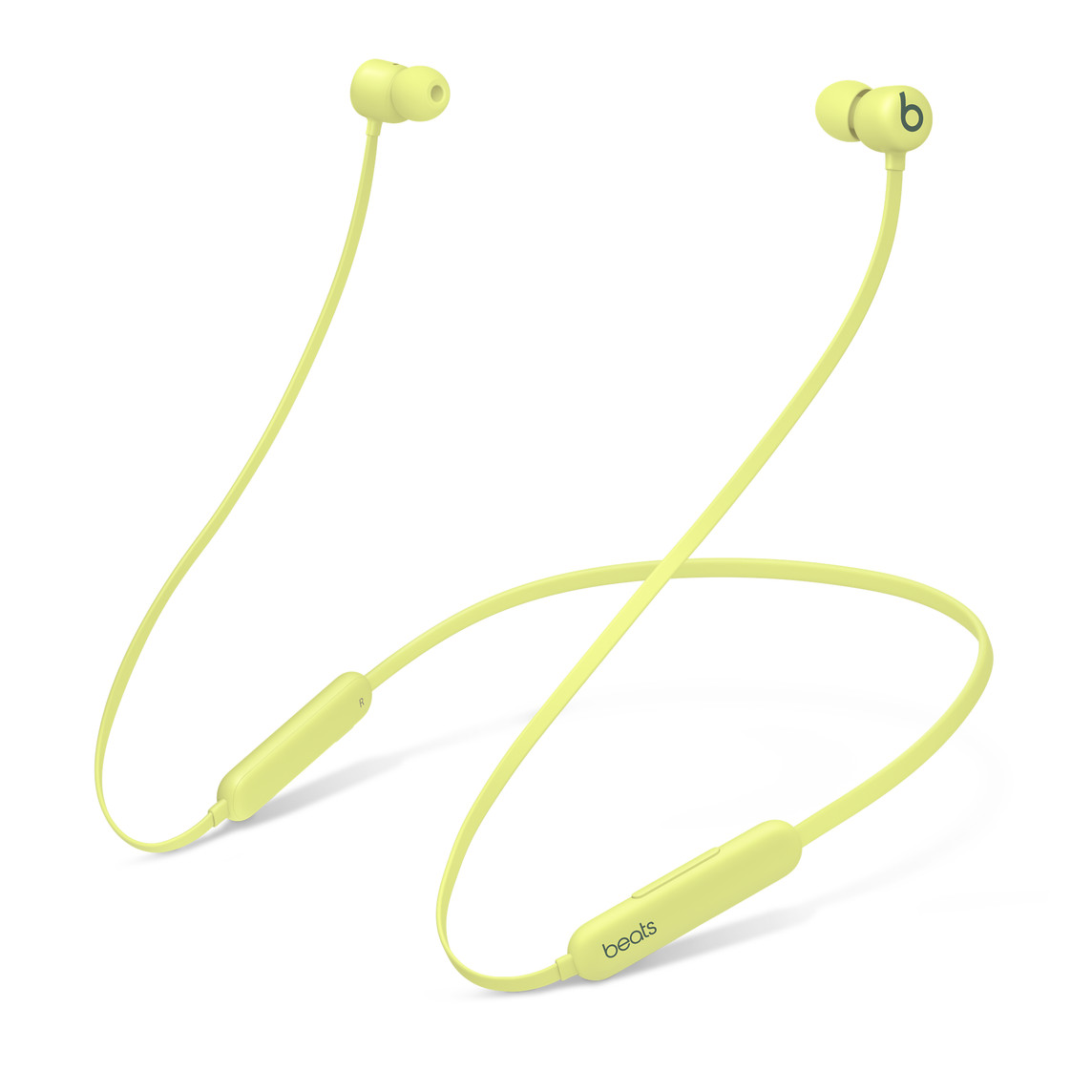 Bezdrátová sluchátka Beats Flex na celý den v citrónově žluté s dvoukomorovým akustickým řešením pro dosažení vynikající separace sterea a přesného podání basů.