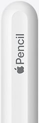 Apple Pencil (2. Generation), Gravur der Kappe am Ende lautet „Apple Pencil“, das Wort Apple wird durch ein Apple Logo dargestellt