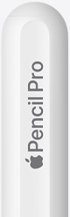 Extremo redondeado del Apple Pencil Pro con un grabado compuesto por el logotipo de Apple y las palabras «Pencil Pro»