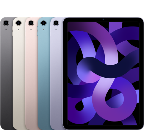 Personalisiertes iPad Air mit individuellem Text und Emojis.