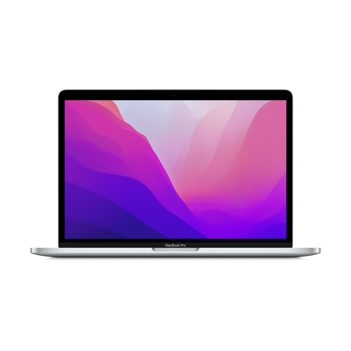 Opengeklapte MacBook Pro, display, dunne rand, FaceTime HD-camera, afgeronde hoeken, spacegrijs