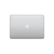 MacBook Pro 13 pouces, extérieur haut, fermé, forme rectangulaire, coins arrondis, logo Apple centré, argent