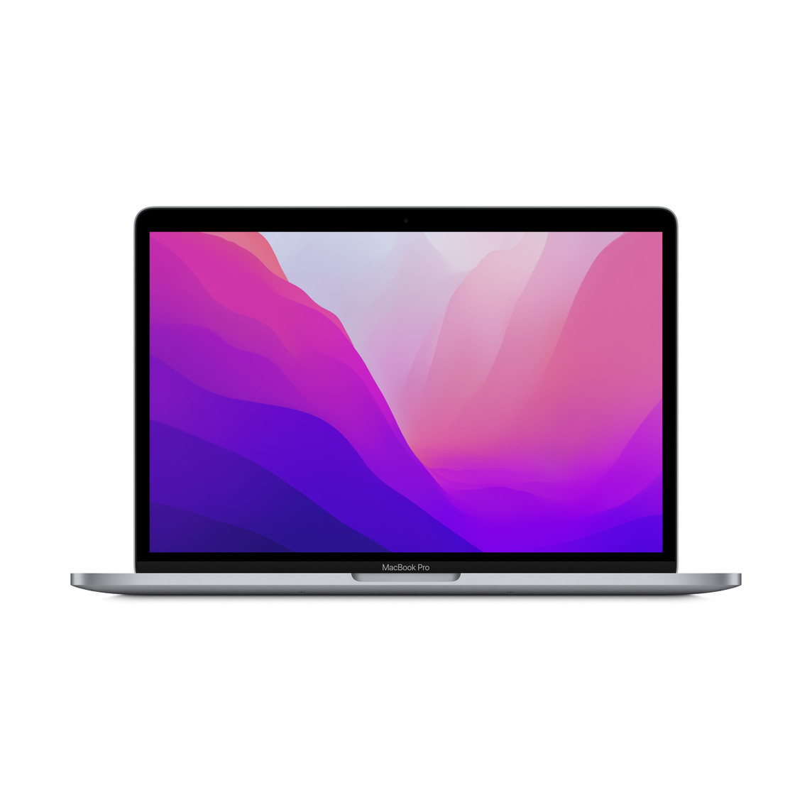 MacBook Pro, geöffnet, Display, schmale Einfassung, FaceTime HD Kamera, gerundete Ecken, Space Grau