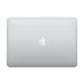 Buitenkant van dichtgeklapte MacBook Pro, rechthoekig met afgeronde hoeken, Apple logo in het midden, zilverkleurig