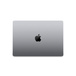 MacBook Pro, Gehäuseoberseite, geschlossen, rechteckige Form, gerundete Ecken, Apple Logo in der Mitte, Space Grau