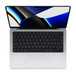 MacBook Pro, ouvert et vu en plongée, écran, clavier avec touches de fonction grand format et bouton Touch ID circulaire, trackpad, argent