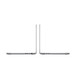 MacBook Pro en gris espacial abierto, con dos puertos USB-C y toma para auriculares de 3,5 mm