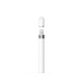 Apple Pencil with cap removed showing Lightning connector for recharging.