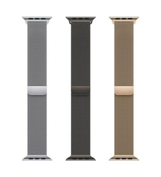 Milanese Loop strap colours, Gold, Silver, Graphite
