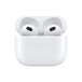 Front view of AirPods (3rd generation) in an open Charging Case, fully charged.
