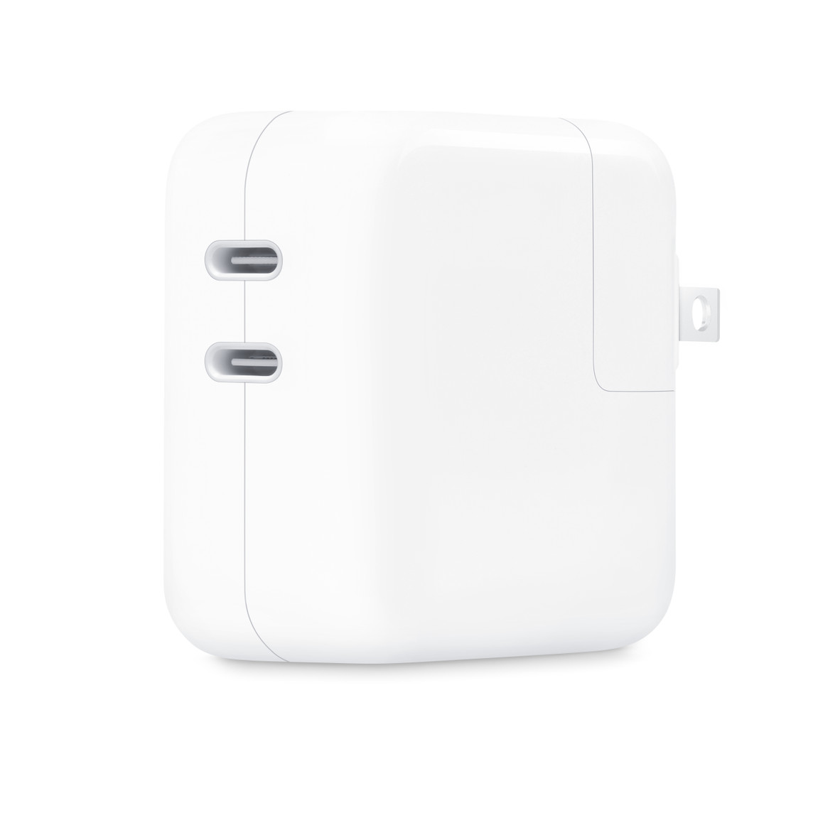 The 35 watt Dual USB-C Port Power Adapter allows you to charge two devices at the same time.