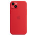 Silicone Case with iPhone 14 Plus in Red.