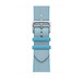 Bleu Céleste/Écru (blue) Toile H Single Tour strap, woven textile with silver stainless steel buckle.