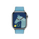 Bleu Céleste/Bleu Jean (blue) Twill Jump Single Tour band, showing Apple Watch face. 