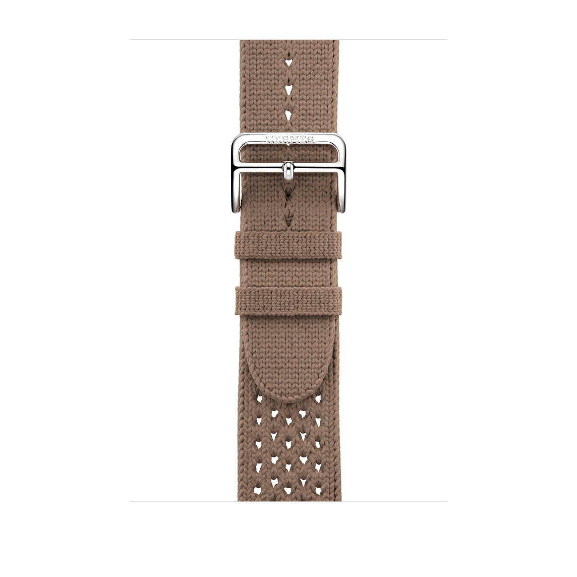 Beige de Weimar (brown) Tricot Single Tour strap, woven textile with silver stainless steel buckle.