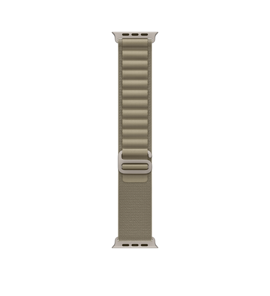 Olive Alpine Loop strap, two-layer woven textile with loops and titanium G-hook closure