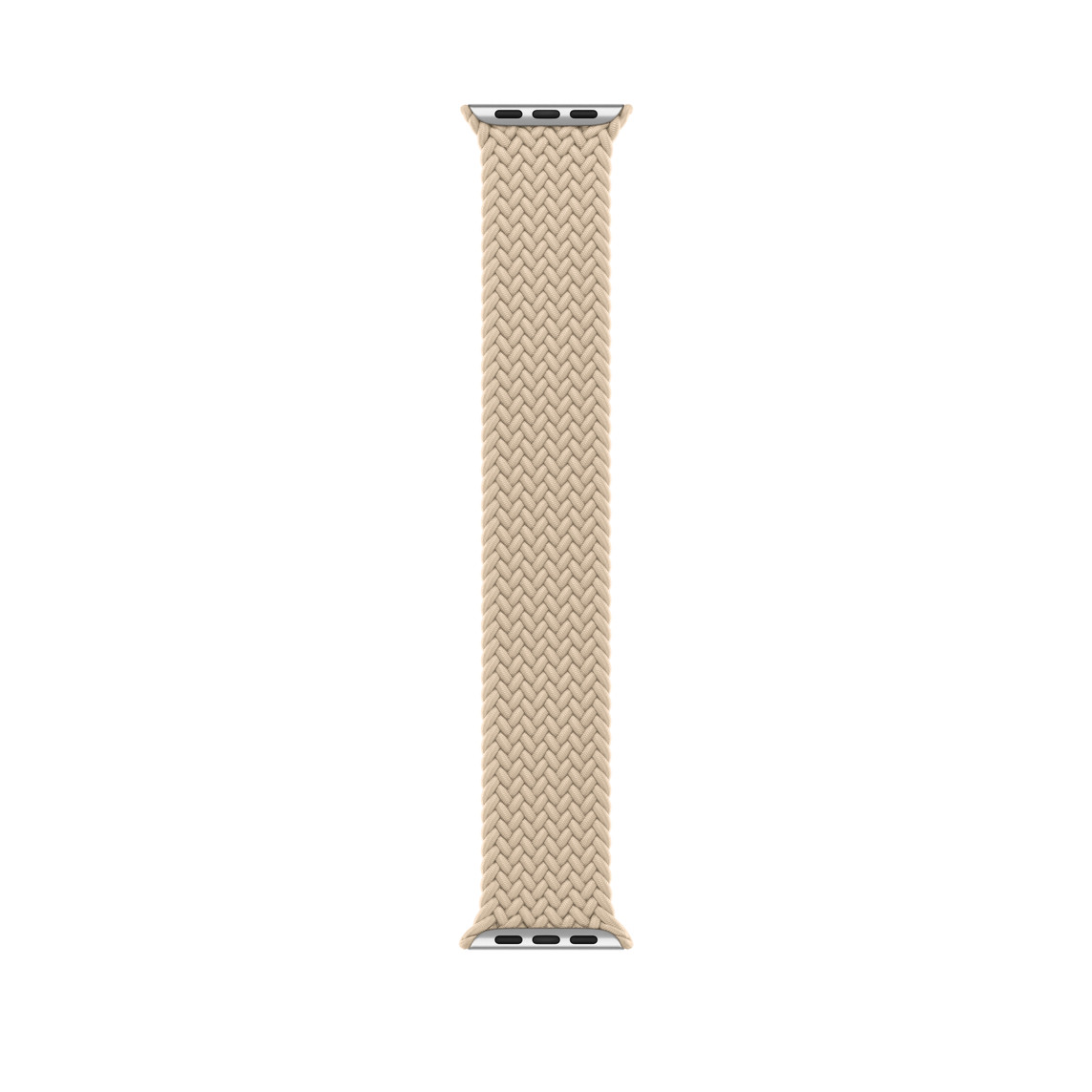 Correa uniloop trenzada beige, hecha de poliéster tejido e hilos de silicona sin hebillas ni cierres