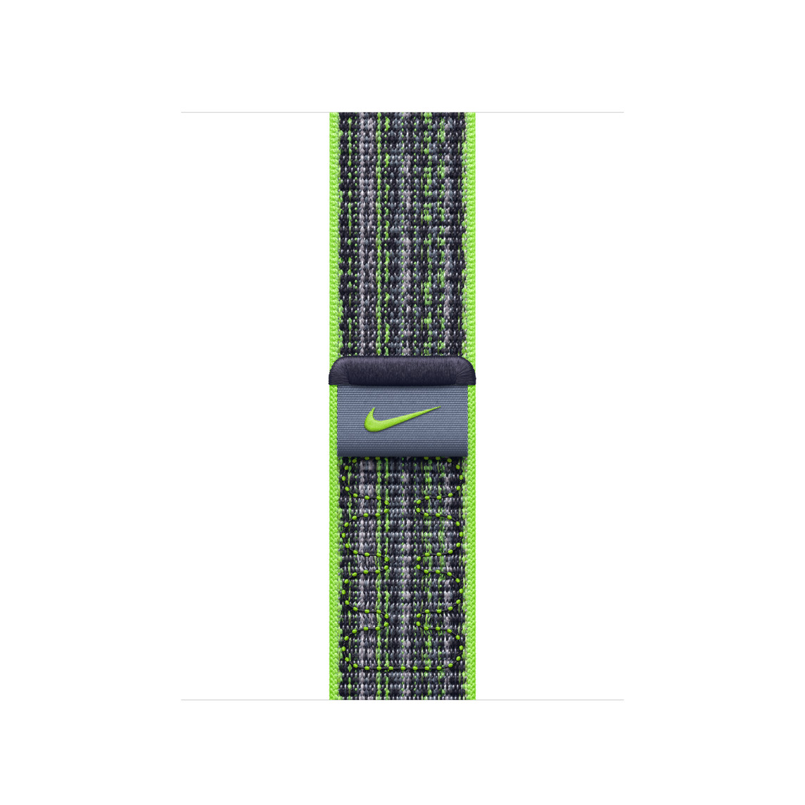 Bright Green and Blue Sport Loop band, woven nylon with Nike swoosh, hook-and-loop fastener