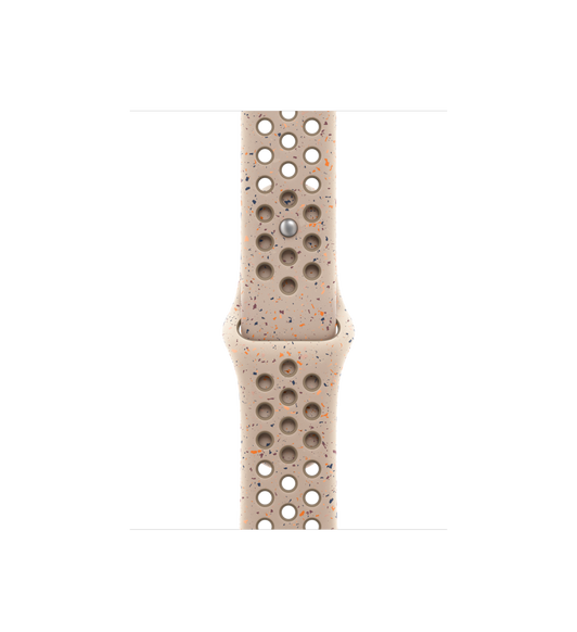 Correa deportiva Nike color piedra del desierto (café claro), hecha de fluoroelastómero suave con cierre de encastre y perforaciones para brindar mayor transpirabilidad