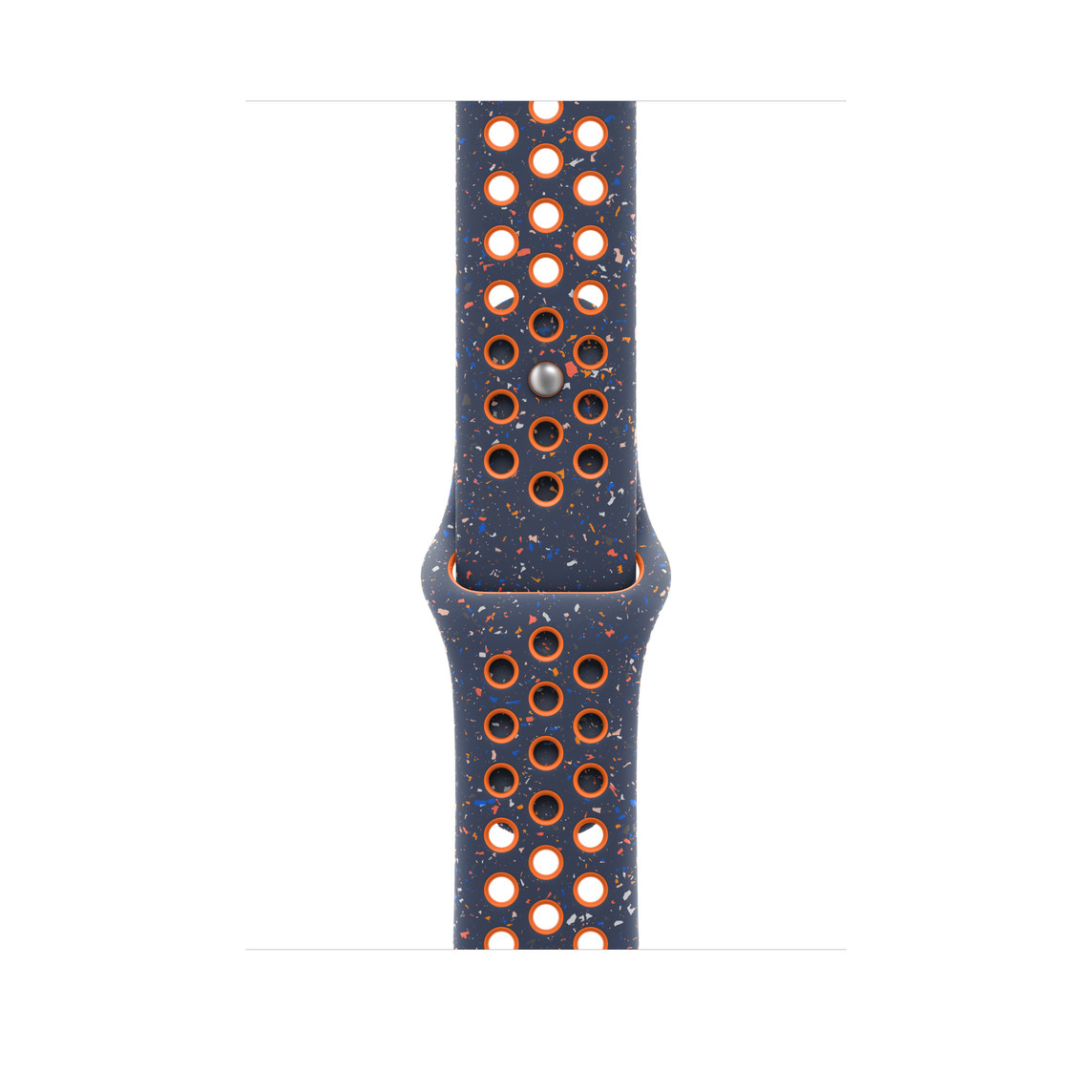 Blue Flame (dark blue) Nike Sport Band, smooth fluoroelastomer with perforations for breathability and pin-and-tuck closure