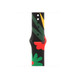 Imagen de la correa deportiva Black Unity con diseño Unity Bloom, que lleva ilustraciones simples de flores de diferentes formas, tamaños y tonos de rojo, verde y amarillo, con cierre de encastre.