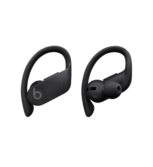O fone de ouvido Powerbeats Pro totalmente sem fio, na cor preta, vem com ganchos ajustáveis de encaixe firme e opções de ponta em vários tamanhos para oferecer mais conforto.