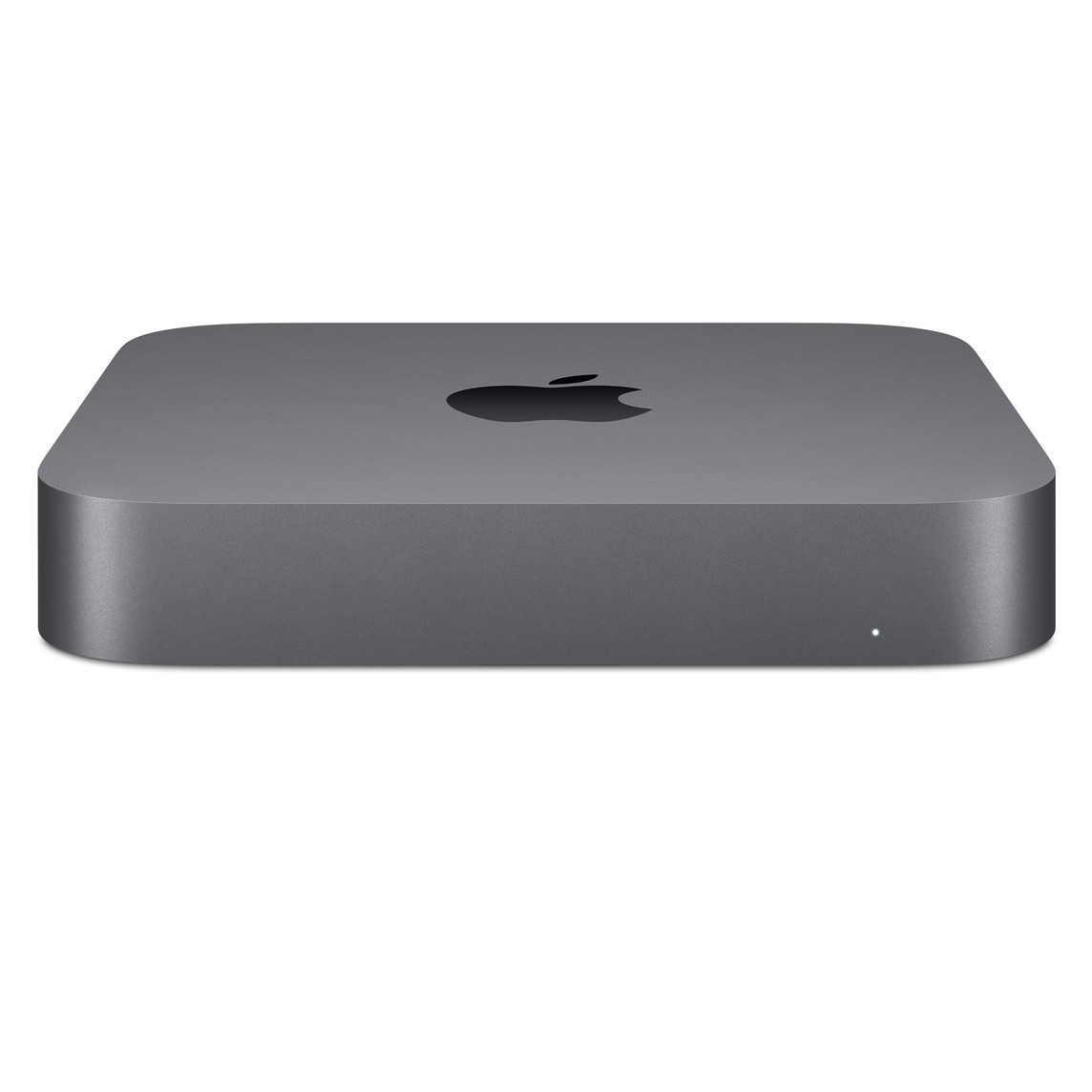 Front of Mac mini showing the Apple logo on top