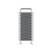Mac Pro tower, front, rounded handle, top to bottom spherical lattice ventilation pattern, an internal and external spherical array