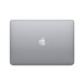 Top exterior, closed, rectangular shape, rounded corners, Apple logo centered, Space Gray