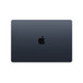 MacBook Air, exterior top, closed, rectangular shape, rounded corners, Apple logo centered, Midnight