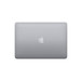 MacBook Pro 13 pouces, dessus du boîtier, fermé, forme rectangulaire, coins arrondis, logo Apple centré, gris cosmique