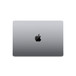 MacBook Pro, exterior top, closed, rectangular shape, rounded corners, Apple logo centred, Space Grey